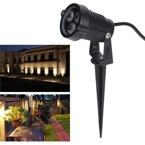 Lampe de jardin LED 3W à montage au sol, étanche IP65, idéale pour les cours, les pelouses et les jardins, avec une lumière blanche chaude. (1/5)