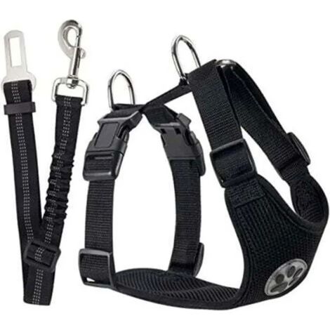 Ensemble harnais et laisse de sécurité pour voiture, gilet ajustable en tissu respirant avec ceinture (1/5)