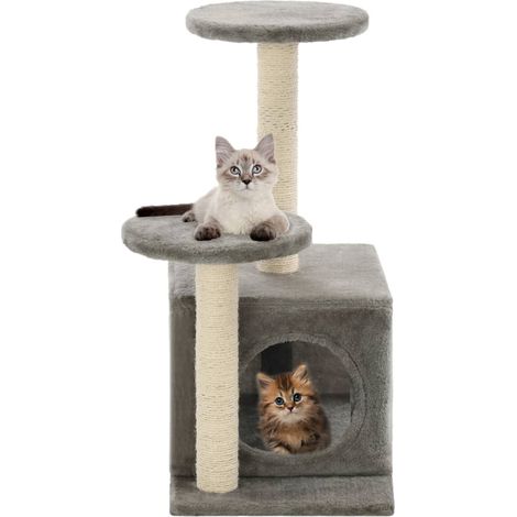 Katzenbaum mit Sisal-Kratzsäulen 60 cm Grau
