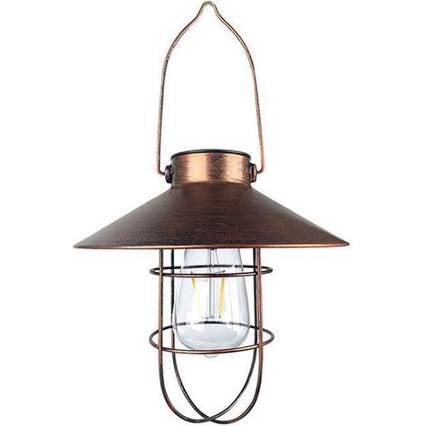 Lámpara solar transfronteriza, réplica de una lámpara antigua con forma de caballo, lámpara decorativa para exteriores, patio, jardín, balcón, lámpara hueca impermeable 04 Disco pequeño de color cobre (1/5)