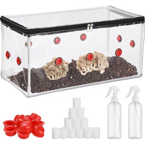 Modulares Indoor-Gewächshaus mit 12-Port-Anti-Schadstoff-Set und transparenten PVC-Behältern Pilzzuchtzelt-Set Growbox (1/5)