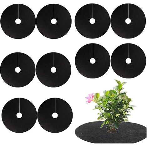 Disques de paillage pour arbres, 10 pièces, 27 cm, anneaux de paillage anti-mauvaises herbes, tapis de jardin, tapis de protection pour arbres et plantes, protection des racines contre les mauvaises (1/5)