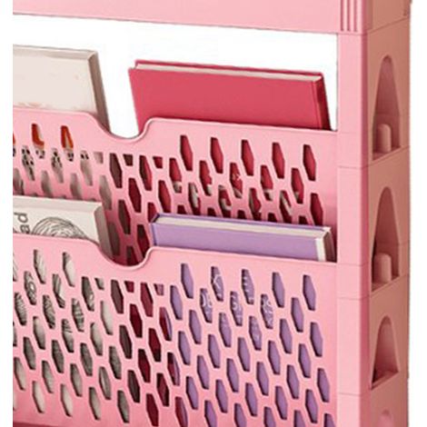 Bücherregal, Aufbewahrungsregal für Schülerschreibtische, Aufbewahrungslösung, zweistöckig, einreihig, freistehend, rosa (1/5)