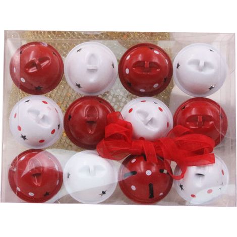 Clochette De Noël - En Fer - Diamètre 38 Mm - Ruban Rouge - Décoration Arbre De Noël - Lot De 12 Pièces (1/5)