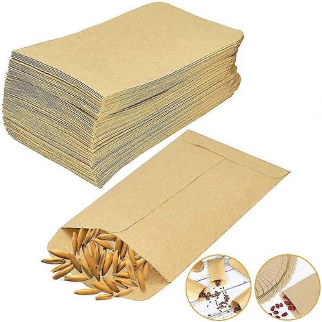 200 sachets d'enveloppes autocollantes pour petites pièces, en papier kraft, pour graines, pièces de monnaie, timbres, compatibles avec les mariages, 5,7 x 8,9 cm (1/5)