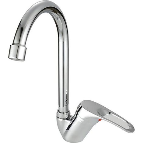 Robinet de cuisine monocommande eau chaude/eau froide, pivotant, en alliage, pour évier, idéal pour la maison, le restaurant et la salle de bain. (1/5)
