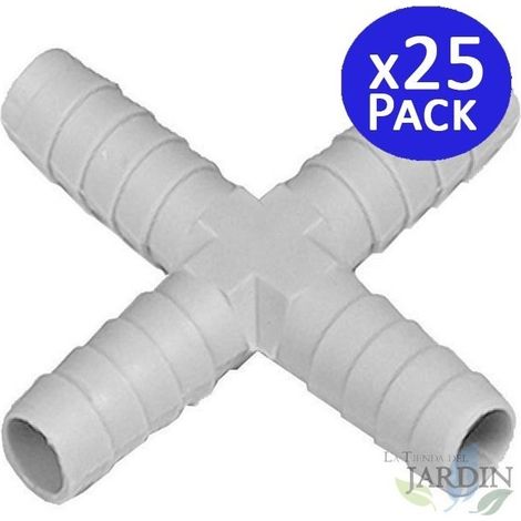 25 Stück Kreuzverbinder 10 mm für Flexrohr, Ideal für Verbindungen in Bewässerungs und Wassersystemen
