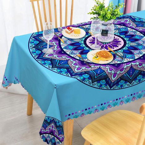 Nappe de table de jardin, lavable, style bohème, motif mandala, rectangulaire, résistante aux intempéries, en polyester, imperméable, pour extérieur, table de jardin, cuisine, table à manger (1/5)