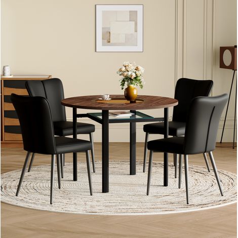 Conjunto mesa comedor redonda 100 cm con 4 sillas OKMYHOME (1/5)