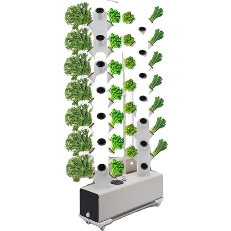 Kit de culture hydroponique, capacité de 56 trous, réservoir d'eau de 30 litres, forme de jardinière verticale, base antidérapante, adapté pour les légumes à feuilles (1/5)