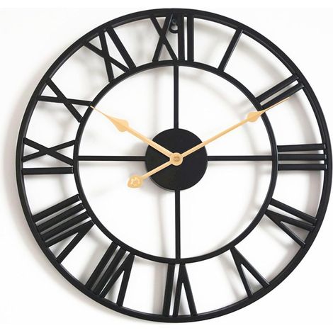 Grande Horloge Murale sans tic-tac - Silencieux - 40 cm - Chiffre Romains - Horloge Murale à Quartz - Fonctionnement Facile à Lire - pour Chambre à Coucher, Cuisine, Chambre à Coucher, école (1/5)