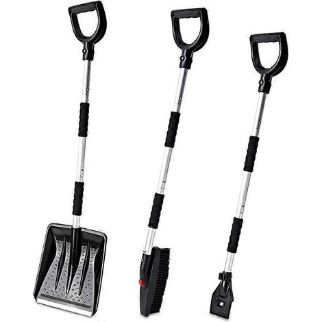 Ensemble pelle à neige 3 en 1, brosse à neige pliable, grattoir, kit de déneigement pour pare-brise, grattoir dégivreur, lingette