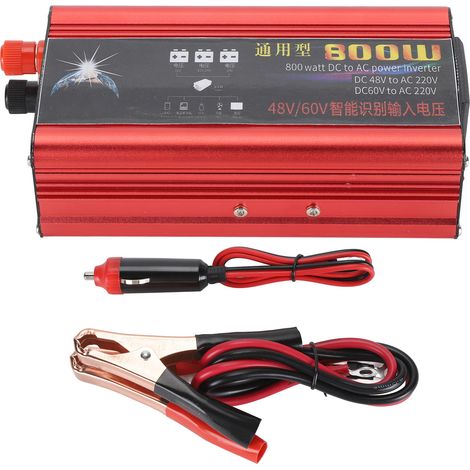 Ortviai Onduleur Solaire pour Voiture 800 W – DC 48 V / 60 V vers AC 220 V, onde modifiée, aluminium (1/5)