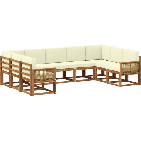 Conjunto de sofás de exterior 9 uds. 9 plaza Natural y Crema vidaXL (1/5)