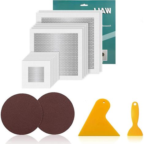 Kit de réparation de 18 pièces de patchs muraux autocollants pour cloison sèche, kit de réparation de plaques de plâtre, kit de réparation de cloison sèche pour réparer les murs ou les plafonds (1/5)