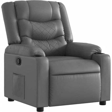 Fauteuil inclinable en similicuir gris (1/5)