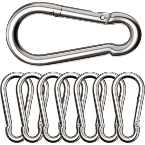 Lot de 8 Grands mousquetons,Φ880 mm,Mousqueton Charge maximale de 300 kg, ne rouillent Pas, Galvanisés,Résistants. pour Sac à Dos, Laisse pour Chien,hamacs, Camping, pêche, auvents etc (1/5)