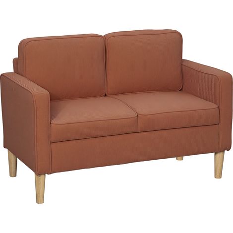 Canapé 2 places 117 x 63 x 79cm rose velours côtelé avec accoudoirs et rangement, pieds en bois confortable pour salon et chambre (1/5)