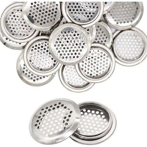 20 Pièces Grille Aeration Ronde 53 mm Grille de Ventilation Inox Trou D'aération Rond Argent Grille D'aération Ronde pour Placard Armoires à Chaussures Bibliothèques (1/5)