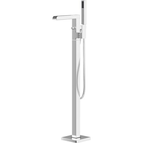 Wholesale Domestic Cubix Polished Chrome Waterfall Freestanding Bath Shower Mixer Tap (1/5)