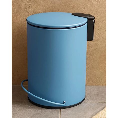 Exagonshop Pattumiera 3 L soft close in acciaio blu pastello