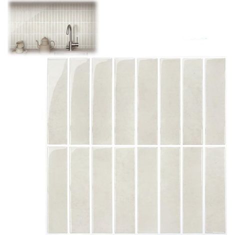 12 piezas, Adhesivos decorativos para pared de cocina y baño, Adhesivos para azulejos, Adhesivos de pared, 30,5 x 30,5 cm, Beige (1/5)