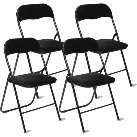 Lot de 4 chaises pliante en velours "Easy" Atmosphera - Noir