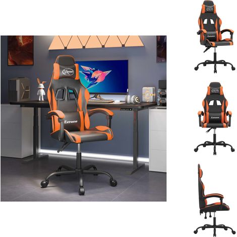 Gaming-Sessel - Living Gaming-Stuhl Drehbar Schwarz und Orange Kunstleder (1/5)
