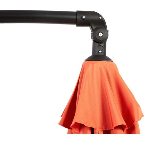 Parasol de terrasse déporté suspendu de 3 m (10 pi) Best Choice Products avec réglage facile de l'inclinaison, toile en polyester, 8 baleines pour jardin, bord de piscine - (orange) (sans base) (1/4)