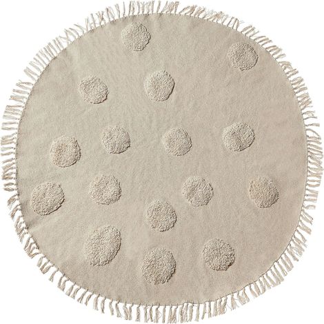 Tappeto in cotone rotondo ø 140 cm per bambini con nappe decorative Beige Wahar