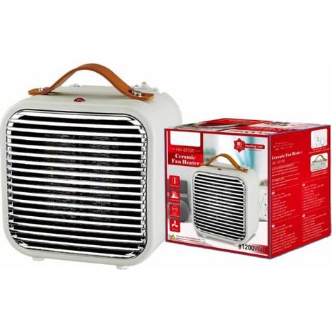 Mini Termoventilatore in Ceramica con Potenza Regolabile 600W 1200W con Autoprotezione Surriscaldamento Quadrato Bianco