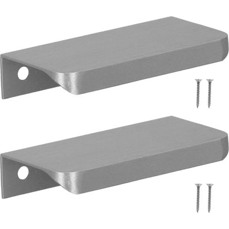 Tirador moderno para muebles con borde plateado mate, 64/84 mm, juego de 2 unidades (1/5)