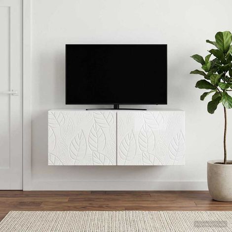 Wandmontierter TV-Schrank 59,5 x 31 cm Hochglanz Weiß (1/5)