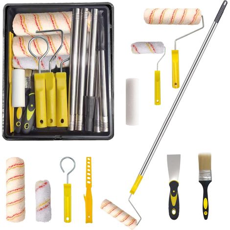 Kit de peinture complet, rouleau à peinture pour peinture murale, manche télescopique, outils de rénovation pour murs et plafonds