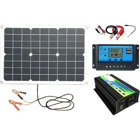 300-W-Solarstromsystem-Kit, 12-V-zu-220-V-Wechselrichter, duale USB-LED-Anzeige, 30-A-24-V-Regler, 18-W-18-V-Panel-Set.