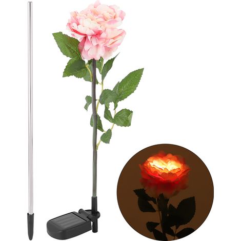 Lampe solaire d'extérieur pour jardin, décoration LED en forme de pivoine pour pelouse (1/5)