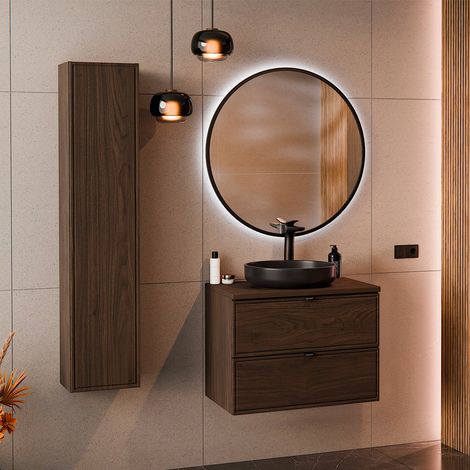 Set di mobili da bagno con lavabo Elias marrone 60cm (1/5)