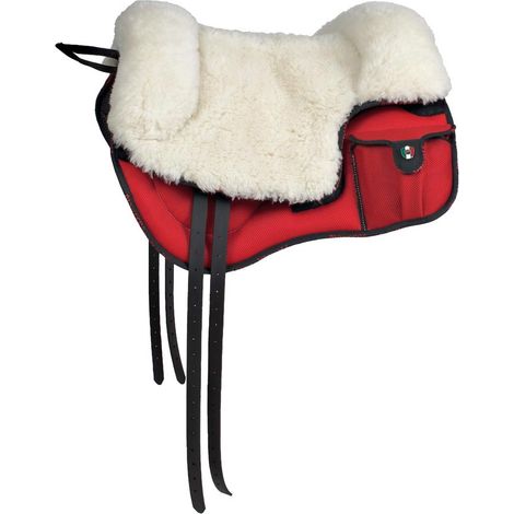 Schwarz - Bareback aus Airmash Stoff und wattiertem Neopren, Wollsitz mit Rissen (1/5)
