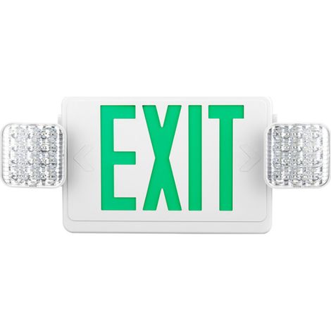 Letrero luminoso LED de salida de emergencia, aplique de pared combinado con dos cabezales ajustables para iluminación residencial, comercial, de garaje y sótano.