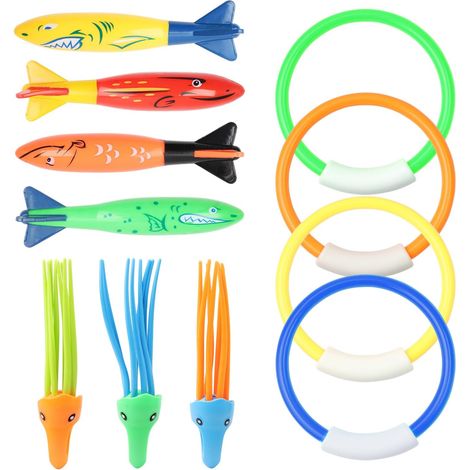 11 anneaux de plongée pour enfants, ensemble de jouets de plongée comprenant 4 anneaux de plongée, 4 Toypedo bandits, 3 pieuvres, des jouets de plongée, des jeux sous-marins et l'apprentissage de la p (1/5)