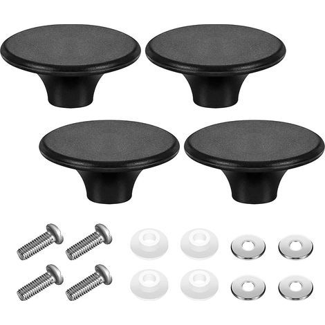 Lot de 4 poignées de couvercle pour cocottes en fonte émaillée - Poignées de rechange en bakélite - Compatibles avec les cocottes en fonte émaillée Le Creuset, Aldi, Lodge et autres marques - Noir (1/5)