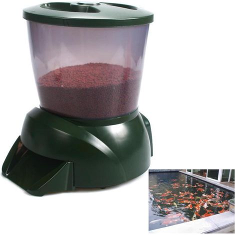 Bassin de Nourriture pour Poissons, Pond Feeder, Fish Feeder, Distributeur Nourriture Poisson Bassin Exterieur, Distributeur de Nourriture pour Poisson(4.5L-alimenté par Batterie)