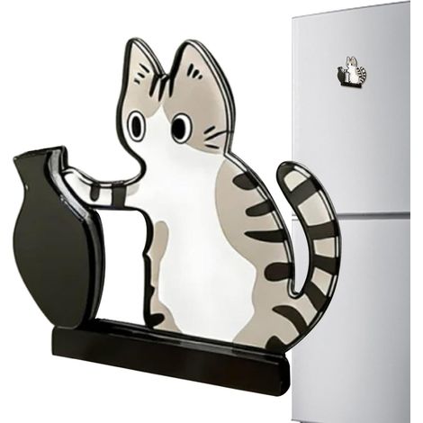 Aimant de réfrigérateur en forme de moustache de chat – Jolie décoration en acrylique à large ouverture Vase souvenir pour réfrigérateurs, machines à laver et toutes surfaces en fer (1/5)