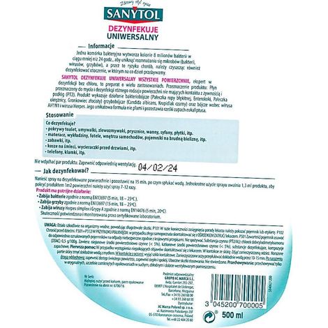 Désinfectant multi-usages Eucalyptus vaporisateur 500ml - SANYTOL - 96631200 (1/2)