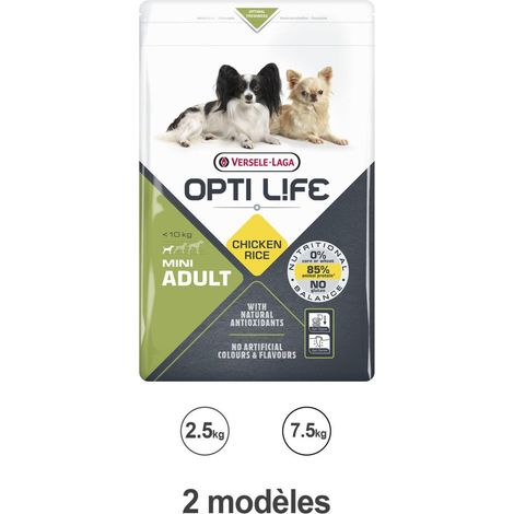 Croquettes Opti Life chien mini Poulet : 2.5kg (1/4)