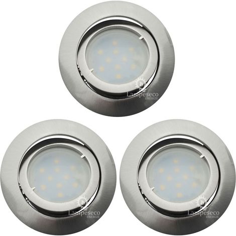 Lot de 3 Spot Led Encastrable Complete Satin Orientable lumière Blanc Neutre eq. 50W ref.895