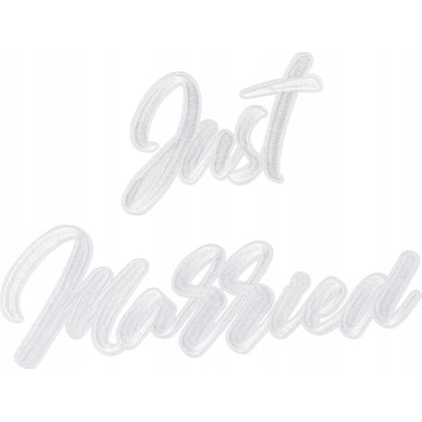 Aufnäher „Just Married“ zum Aufbügeln, Weiß, 30 x 18 cm (1/3)