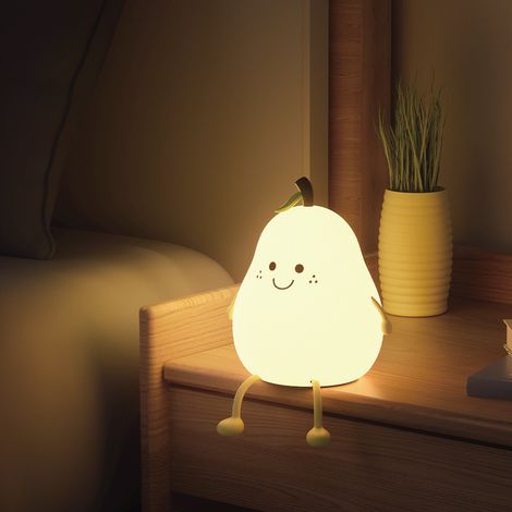 Lampe en silicone Poire Veilleuse Canard, mode coloré et timing off, cadeau pour enfants (1/5)