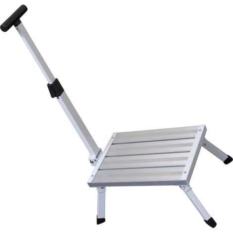 Large Aluminium Single Folding Step with Handrail (Caravan Motorhome Collapsible Foldable Platform) (1/5)