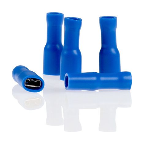 alca® Flachsteckhülsen vollisoliert blau 5,6mm 10St. 1,5-2,5mm² AWG 16-14 vollisoliert männlich Flachstecker Quetschkabelschuhe Steckverbinder
